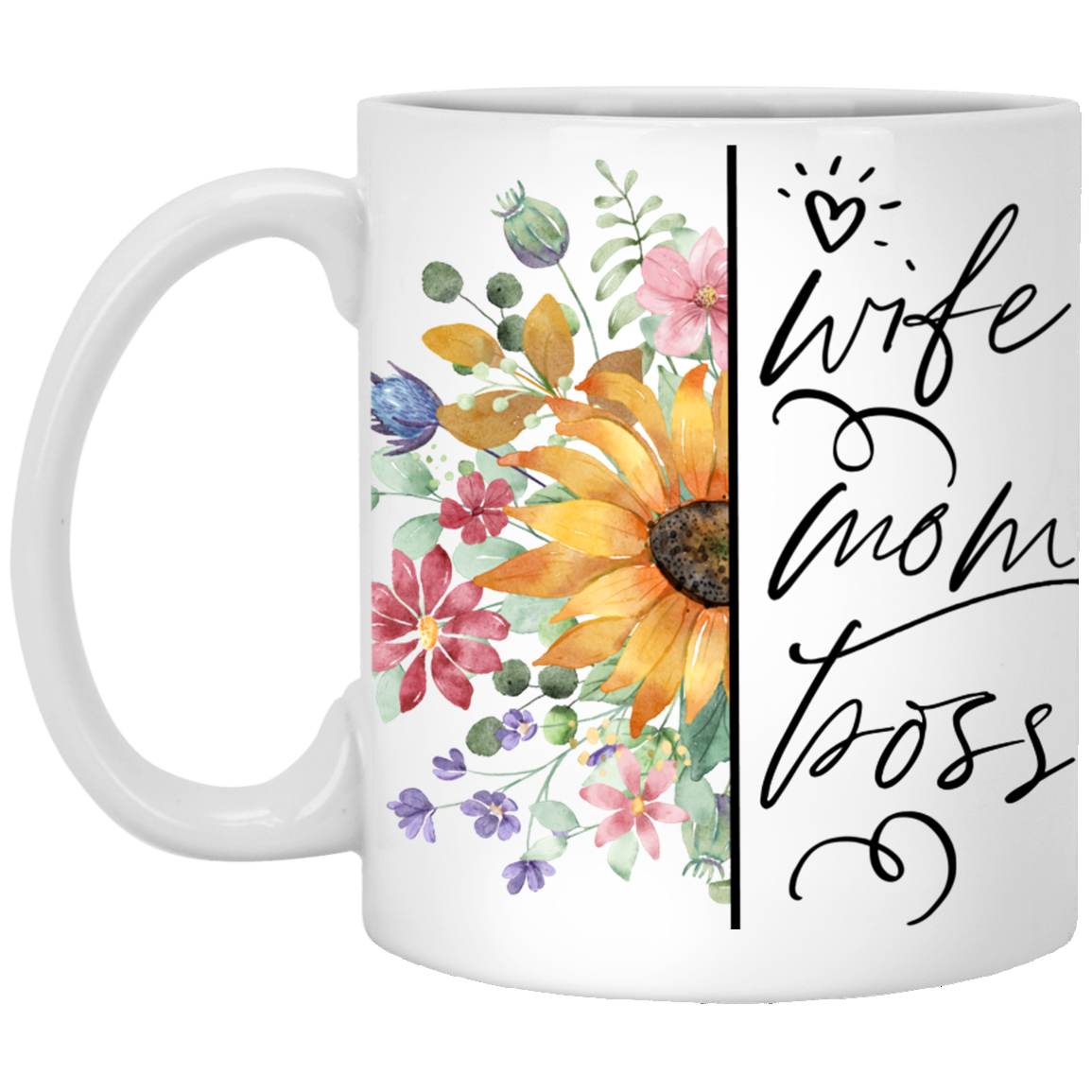 Wife, Mom, Boss - 11 oz. White Mug