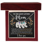 Engraved Baby Feet with Birthstone Necklace for Mom