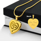 Engraved Heart Necklace | Namaste Symbol