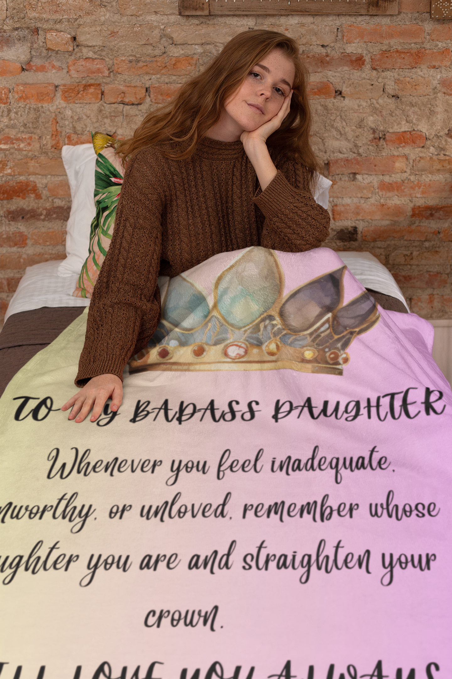 To My Badass Daughter | Pink Ombre | Cozy Plush Fleece Blanket