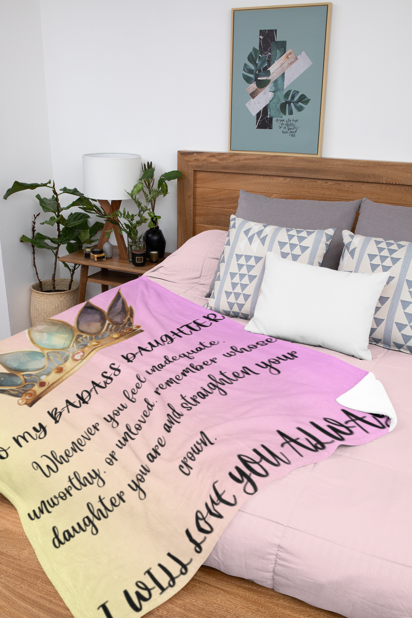 To My Badass Daughter | Pink Ombre | Cozy Plush Fleece Blanket