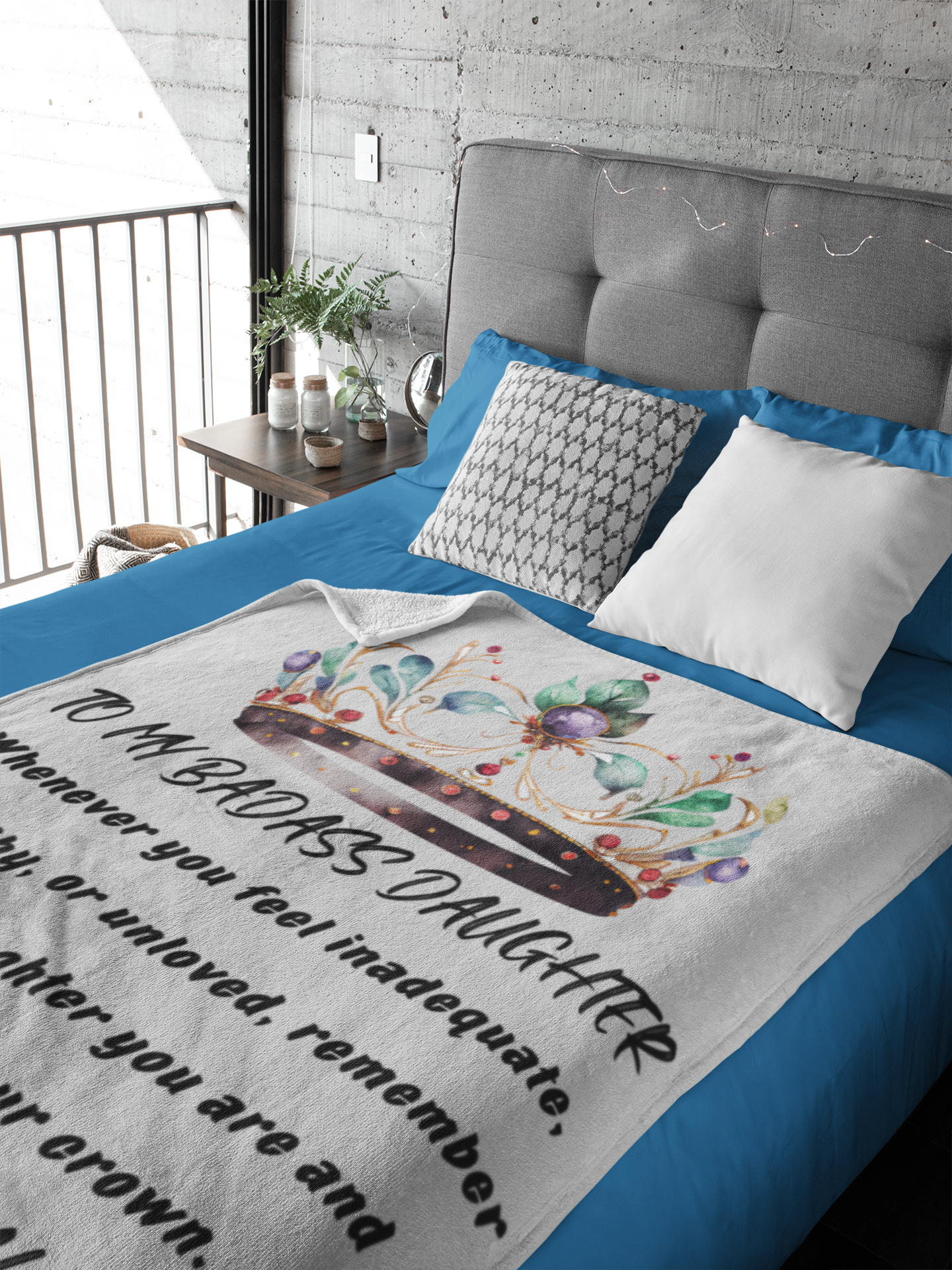 To My Badass Daughter | Grey | Cozy Plush Blanket
