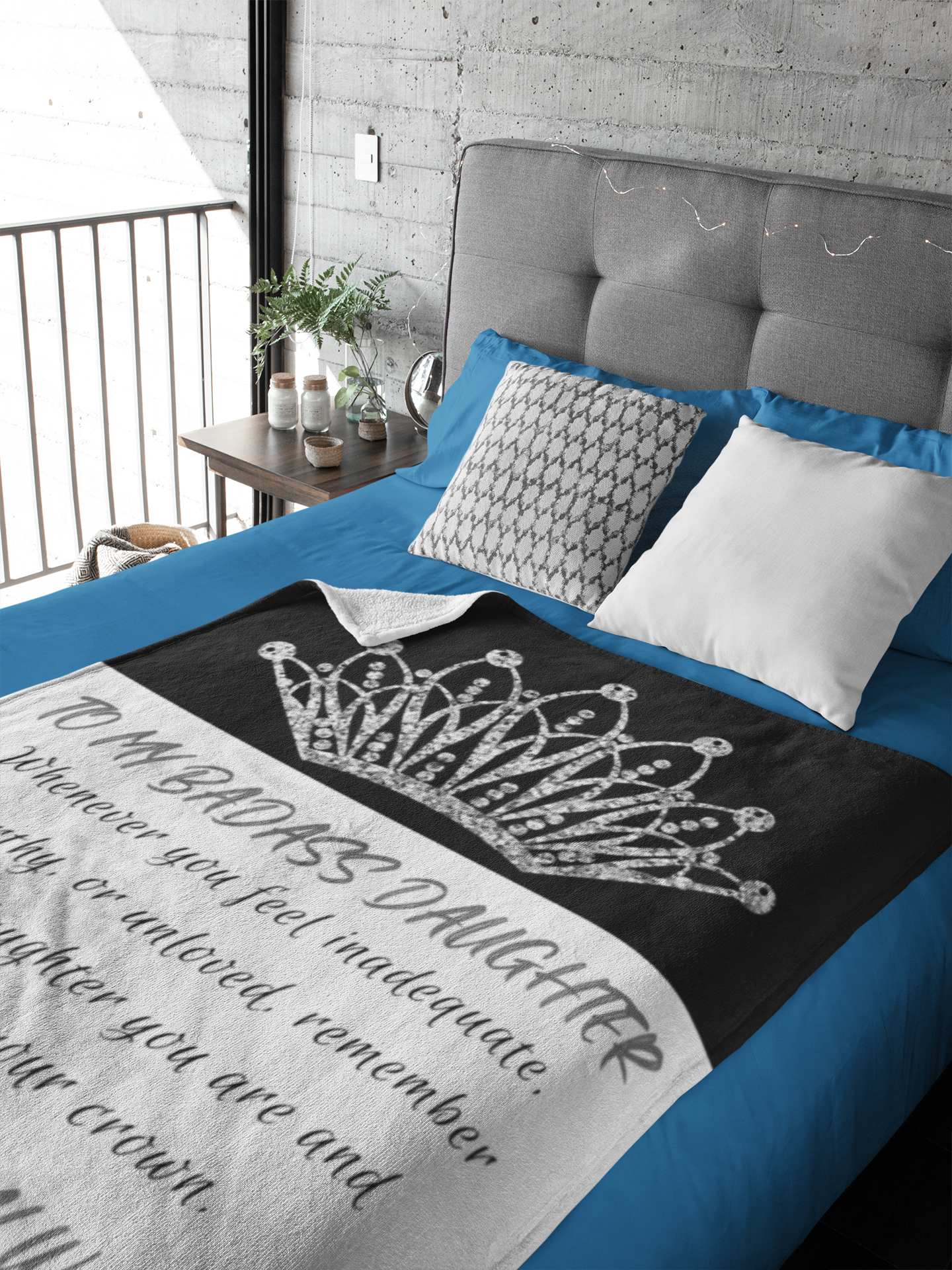 To My Badass Daughter | Silver | Cozy Plush Fleece Blanket