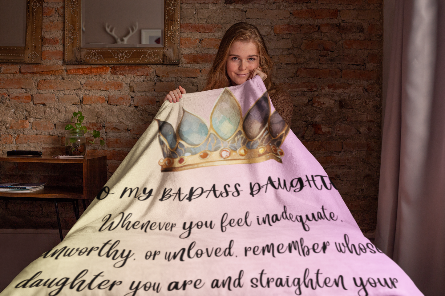To My Badass Daughter | Pink Ombre | Cozy Plush Fleece Blanket