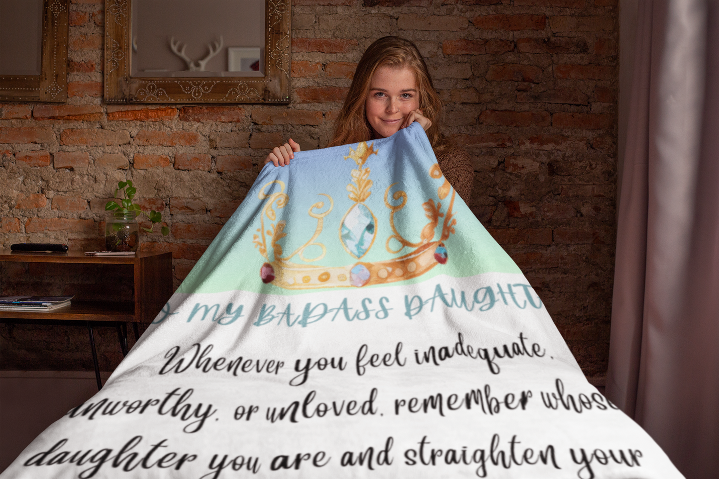 To My Badass Daughter | Jewel Crown | Cozy Plush Fleece Blanket