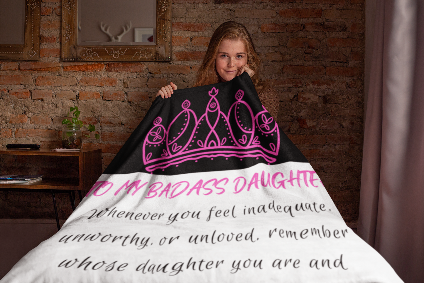 To My Badass Daughter - Pink - Cozy Plush Blanket