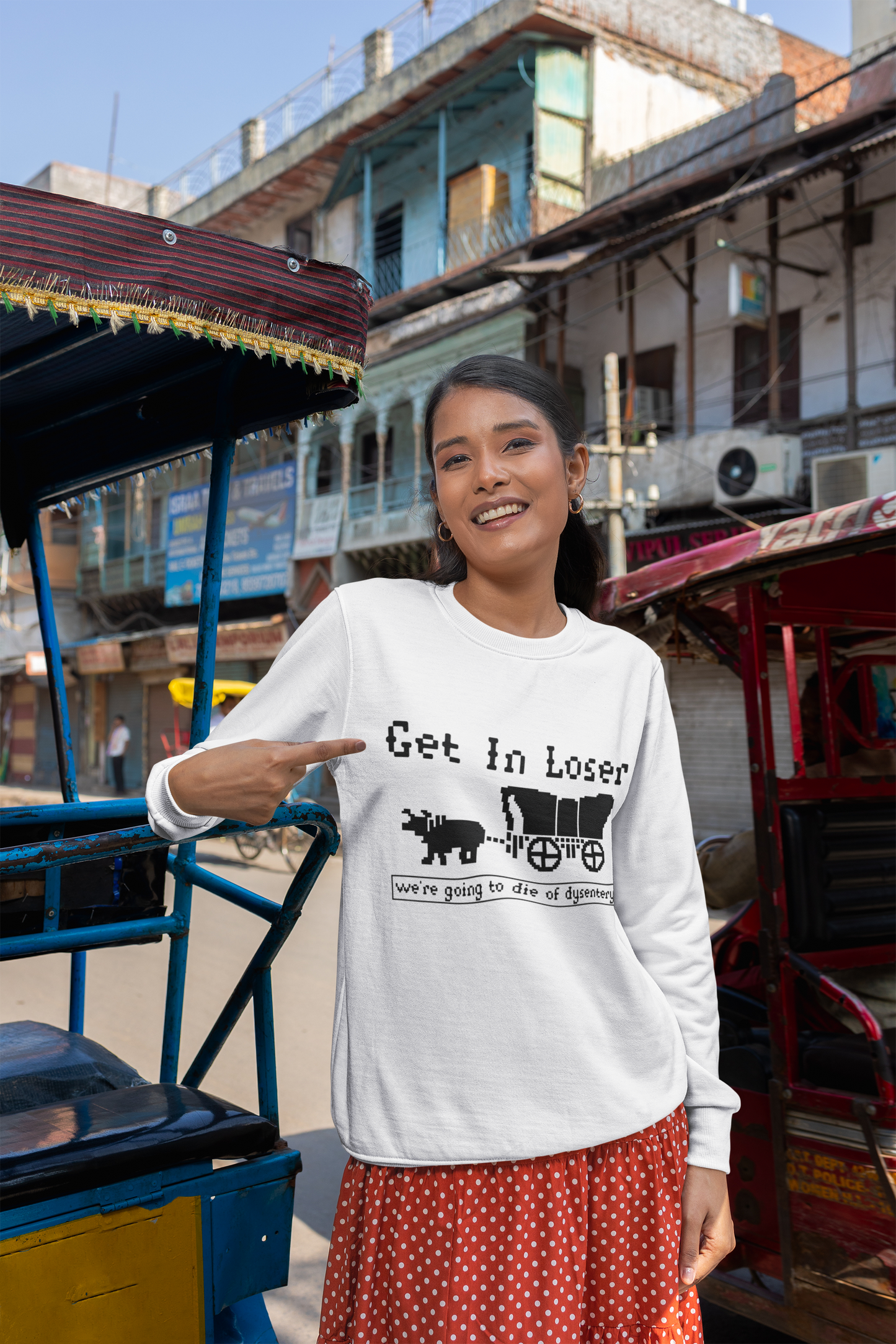 Get In Loser - We're Going to Die Of Dysentery Pullover Sweatshirt