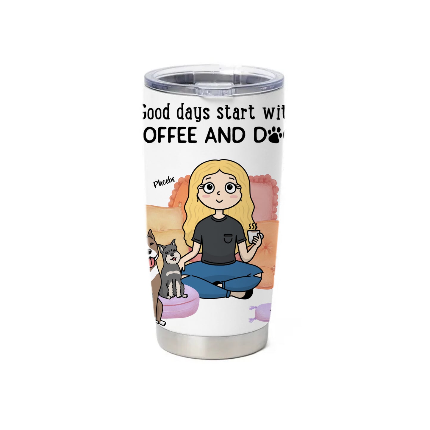 Personalized - Good Days Start with Coffee & Dogs Tumbler