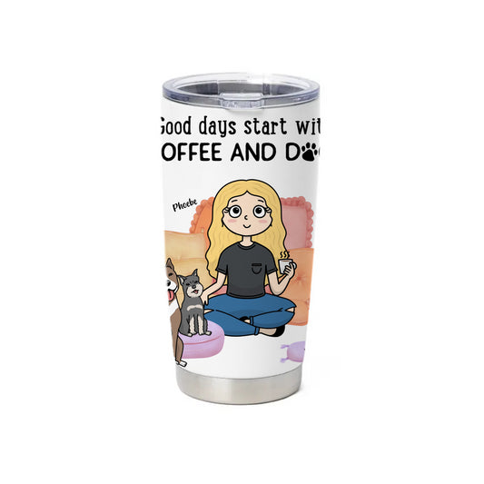 Personalized - Good Days Start with Coffee & Dogs Tumbler