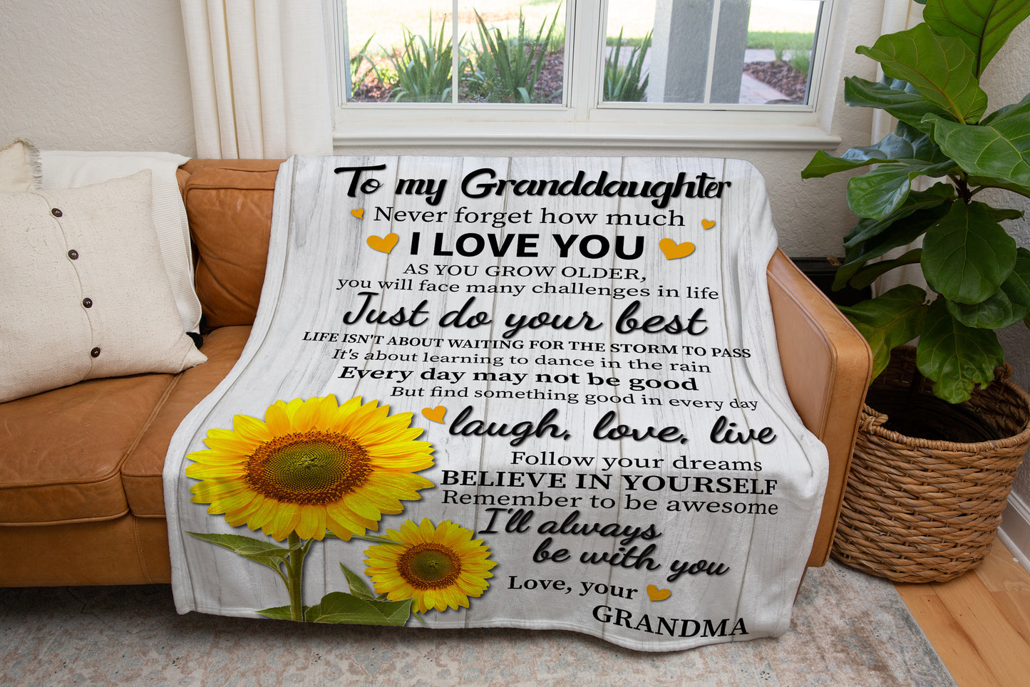 To My Granddaughter - From Grandma | Cozy Plush Fleece Blanket