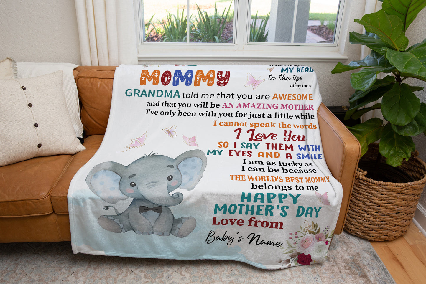 Hi Mommy - Personalized Baby Name - Cozy Plush Fleece Blanket - 50x60