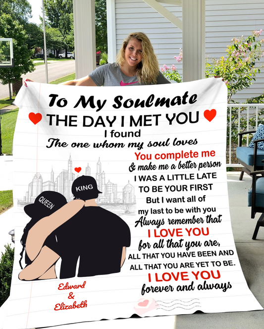 Personalized To My Soulmate | Plush Blanket - 50x60