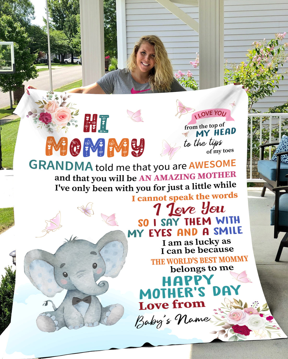 Hi Mommy - Personalized Baby Name - Cozy Plush Fleece Blanket - 50x60