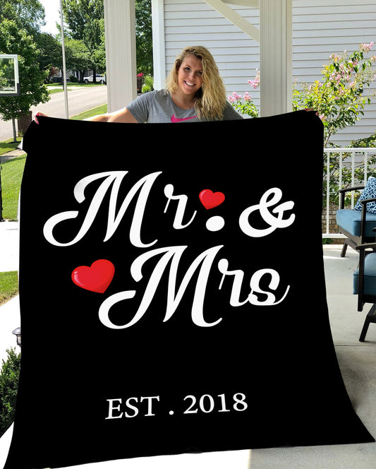 Mr & Mrs | Personalized Cozy Plush Fleece Blanket - 50x60