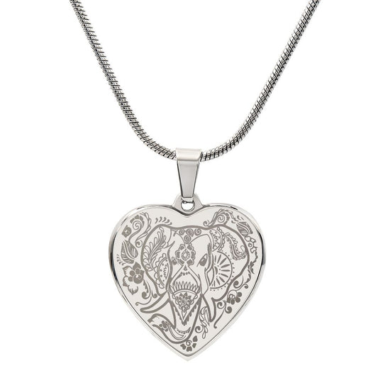 Engraved Heart Necklace | Elephant