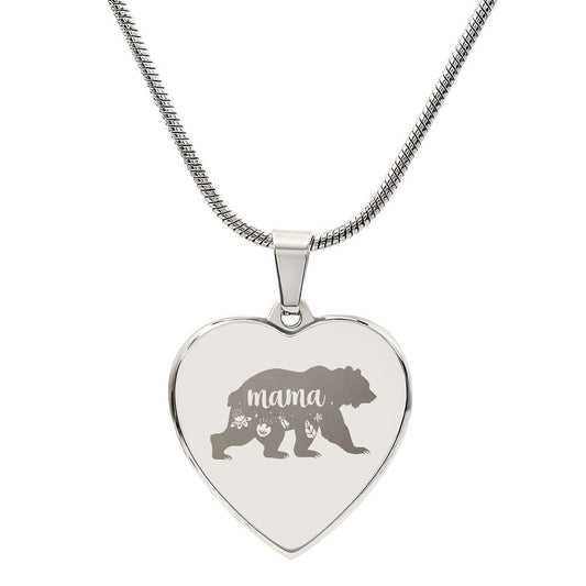 Engraved Heart Necklace | Mama Bear