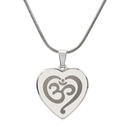 Engraved Heart Necklace | Namaste Symbol