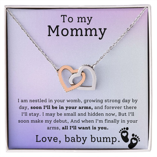 To My Mommy - Love, Baby Bump | Interlocking Hearts Necklace