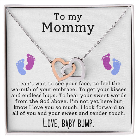 To My Mommy - Love, Baby Bump | Interlocking Hearts Necklace