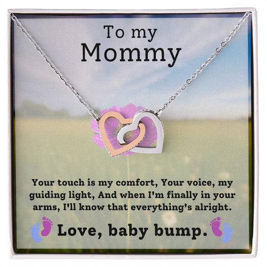 To My Mommy - Love, Baby Bump | Interlocking Hearts Necklace