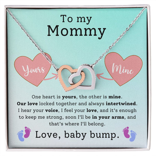 To My Mommy - Love, Baby Bump | Interlocking Hearts Necklace