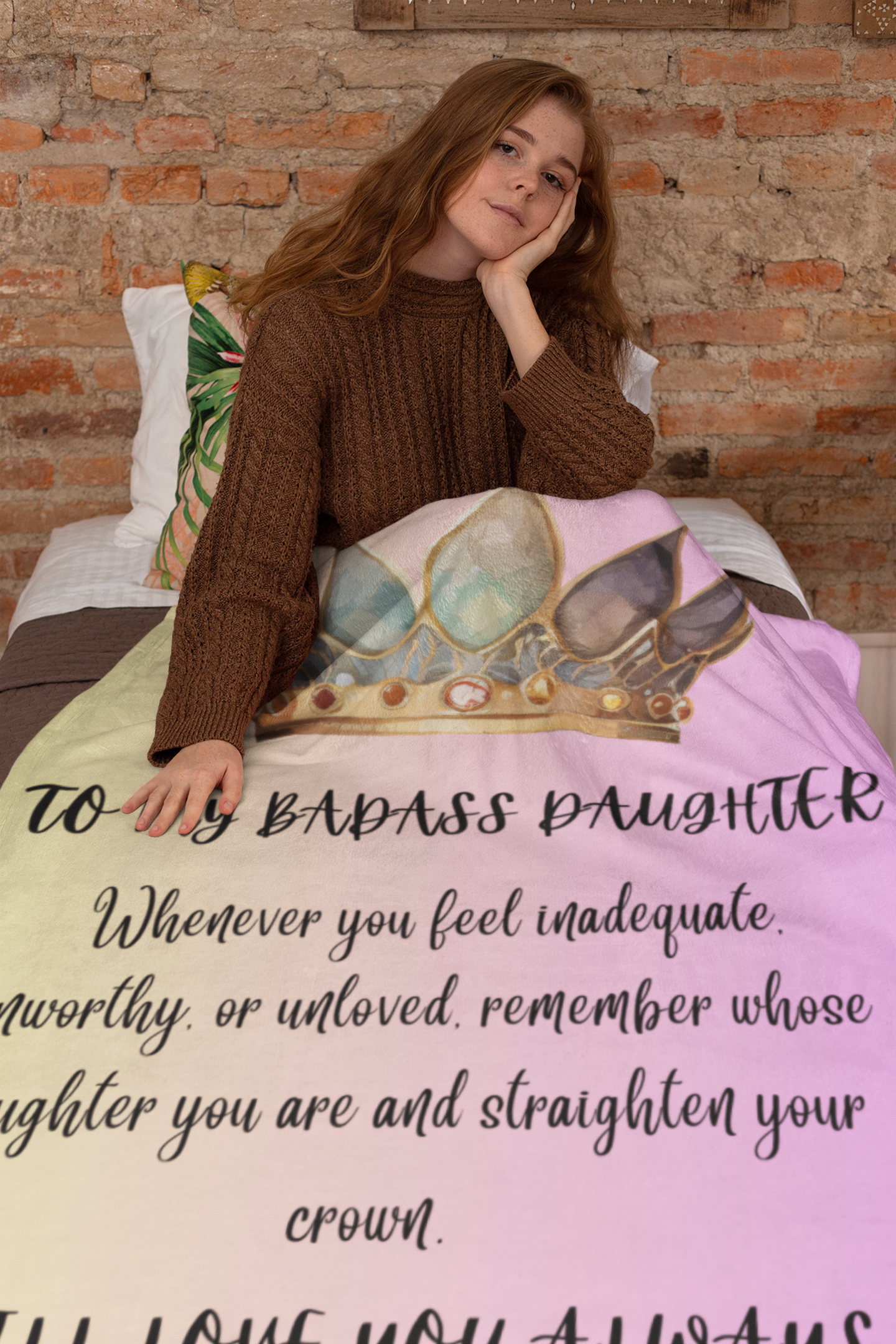 To My Badass Daughter | Pink Ombre |  Cozy Plush Fleece Blanket