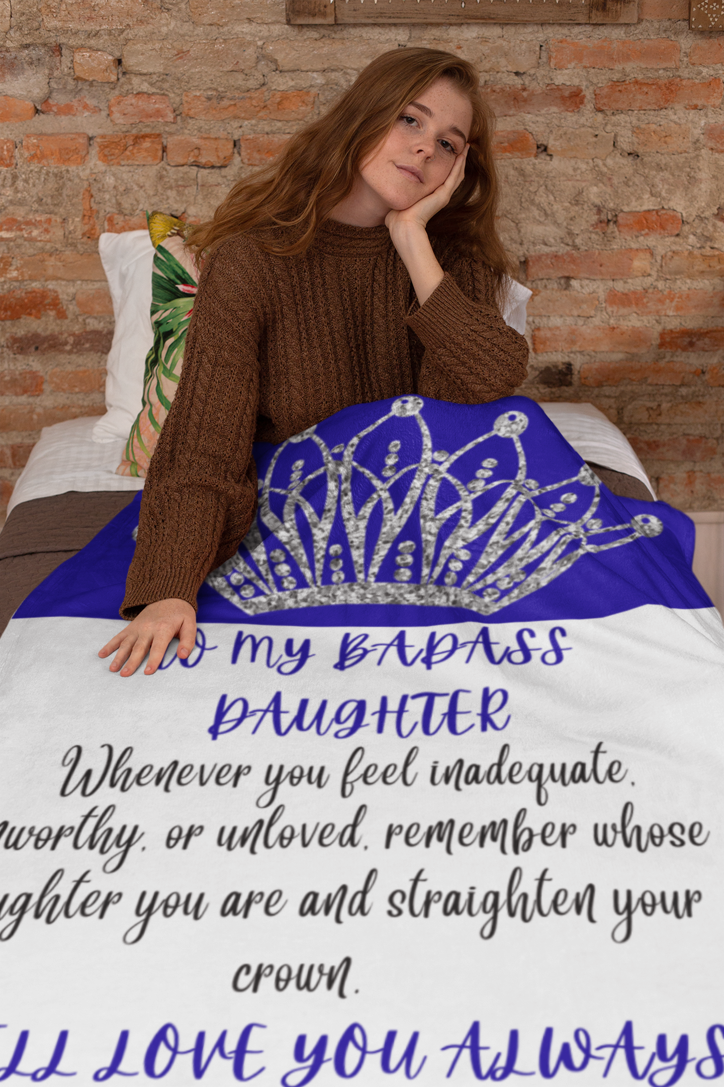 To My Badass Daughter | Royal Blue | Cozy Plush Blanket