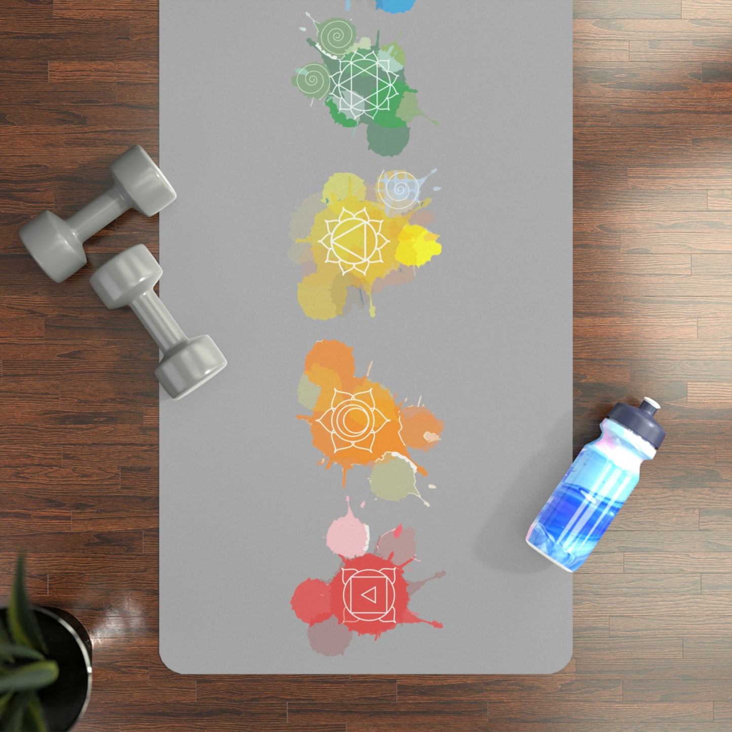 Chakra Symbols Rubber Yoga Mat