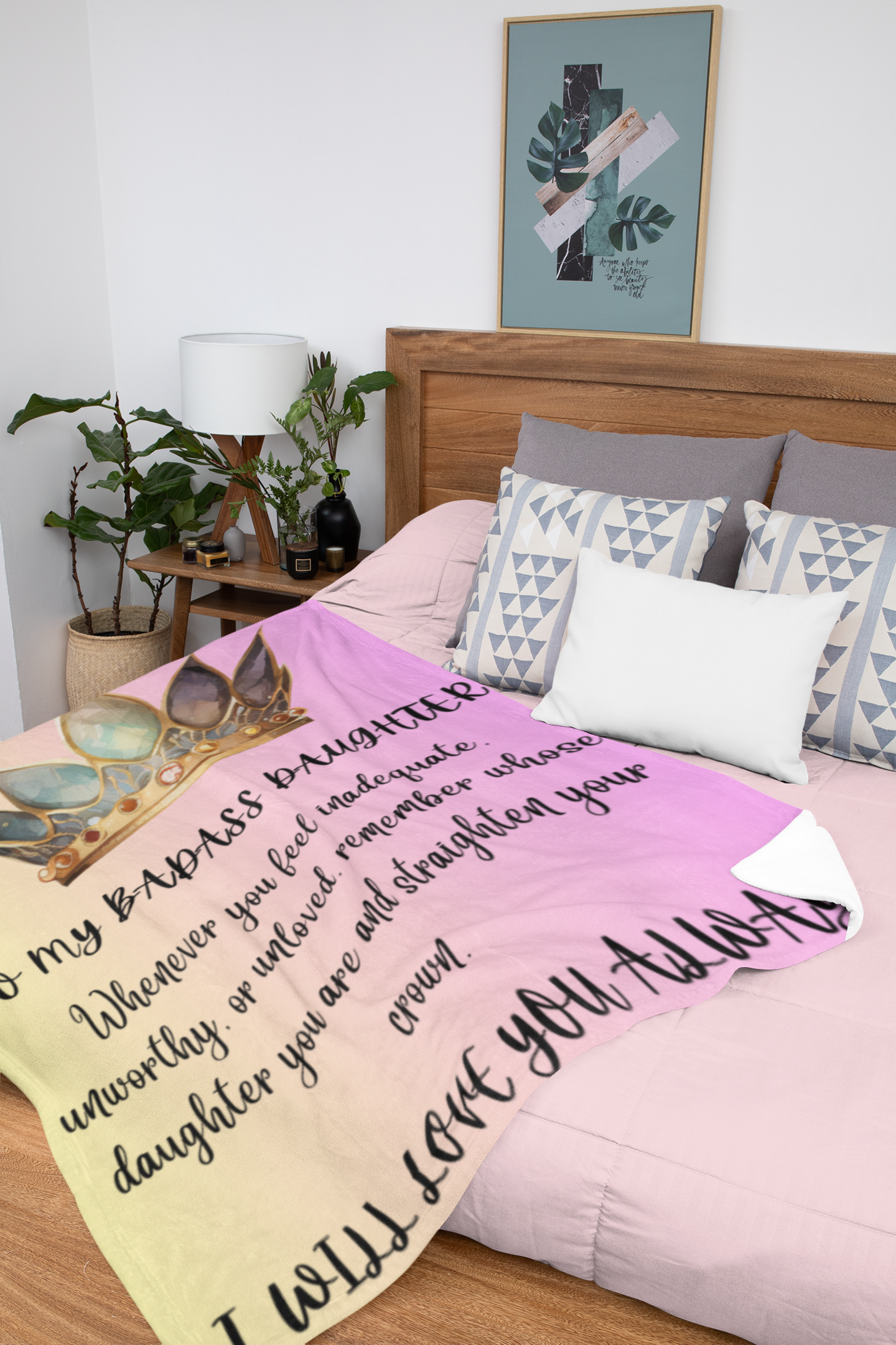 To My Badass Daughter | Pink Ombre |  Cozy Plush Fleece Blanket