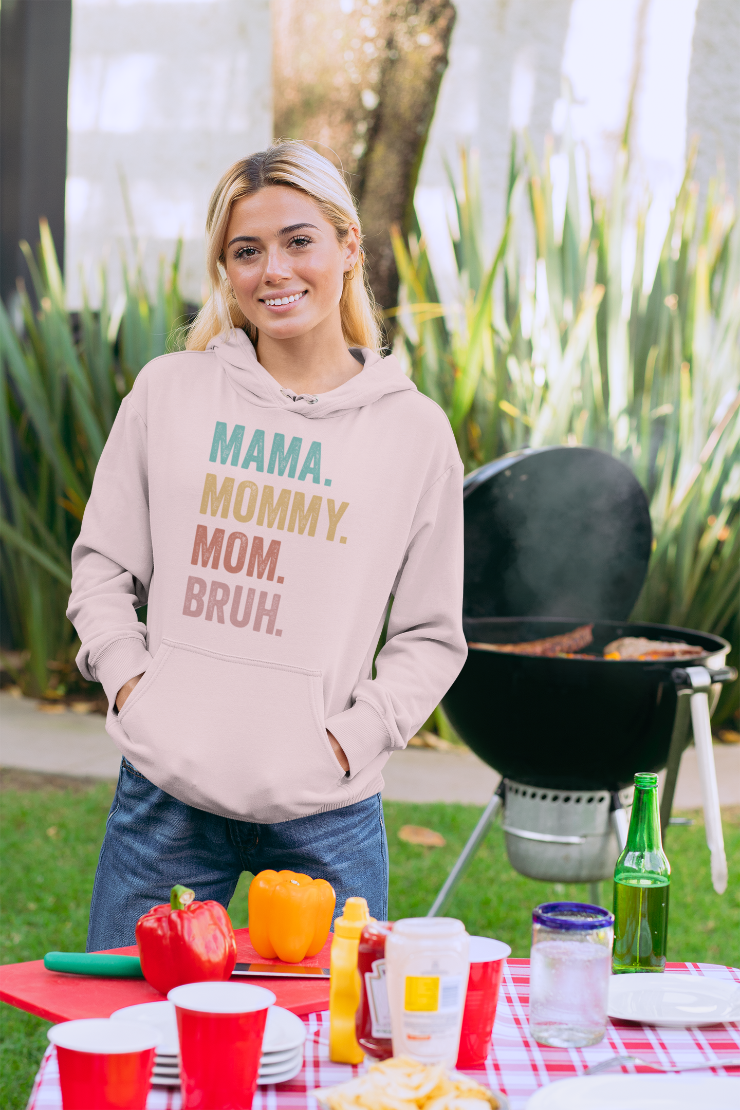 Mama. Mommy. Mom. Bruh. Pullover Hoodie