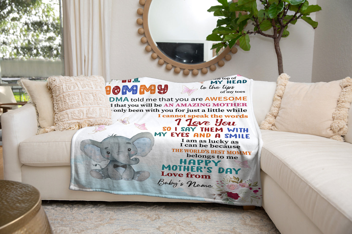 Hi Mommy - Personalized Baby Name - Cozy Plush Fleece Blanket - 50x60