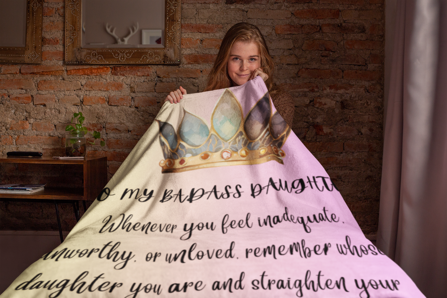 To My Badass Daughter | Pink Ombre |  Cozy Plush Fleece Blanket