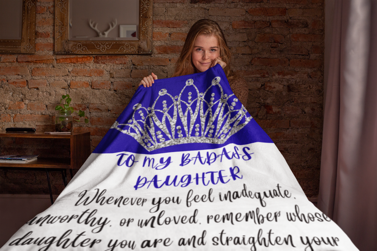 To My Badass Daughter | Royal Blue | Cozy Plush Blanket