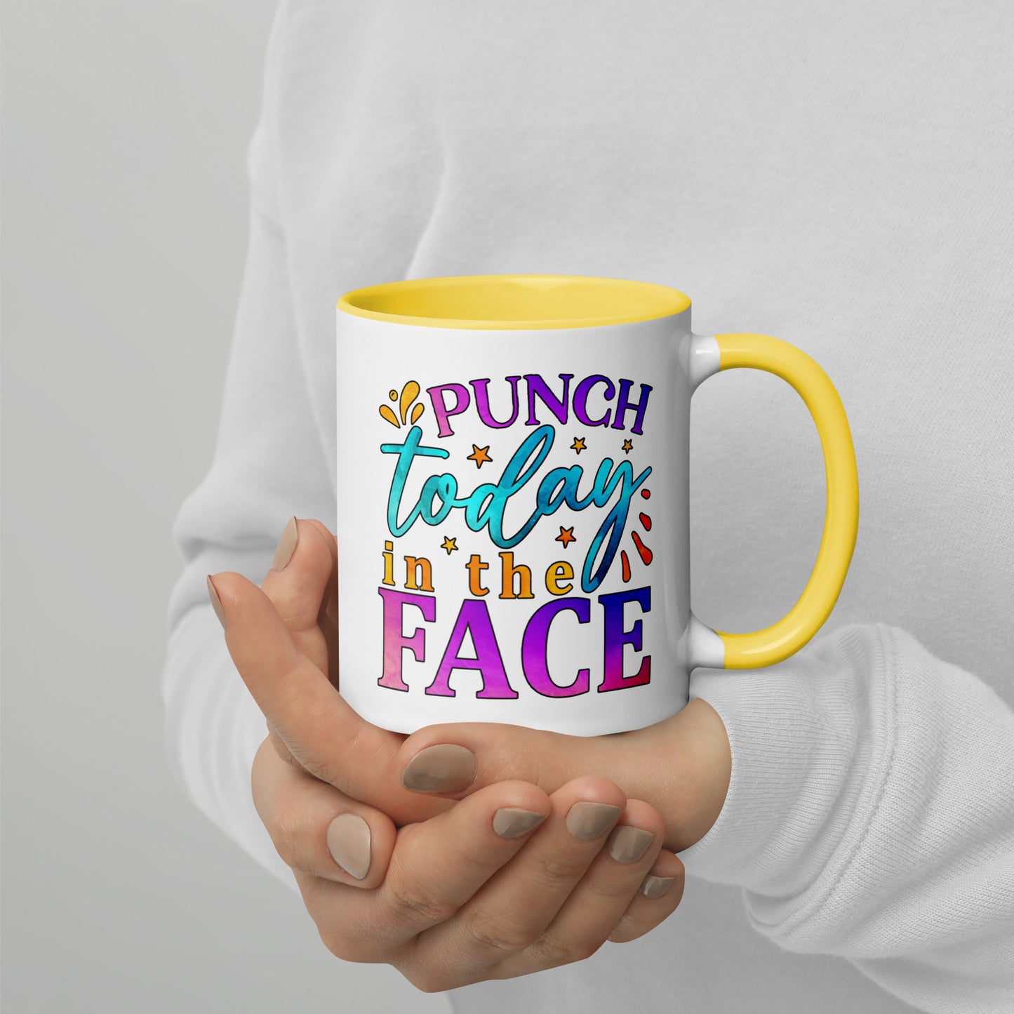 Punch Today In The Face Mug with Color Inside